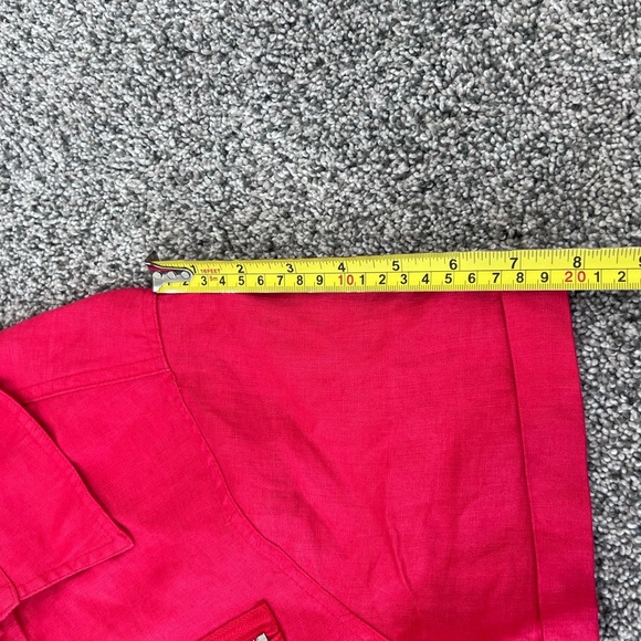 NWOT Blank NYC 100% Linen Short Sleeve Collared Elastic Waist Red Romper Size L - Picture 14 of 15